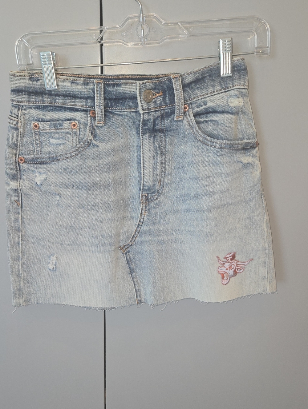 Texas Longhorns Denim Mini Skirt with Embroidered Accent - From Max & Gino's